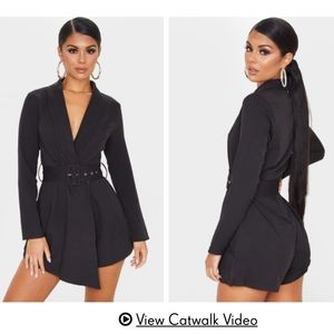 PrettylittlethingBlack Long SleeveTailored Belted